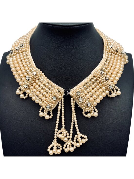 Baar & Beards Accessories - Vintage Faux Pearl Rhinestone Collar Handmade Top Hit Baar & Beards Mid-Century